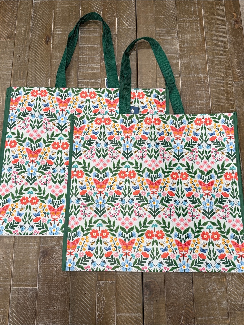 Marshalls Floral Pattern Reusable Tote with Green Handles
